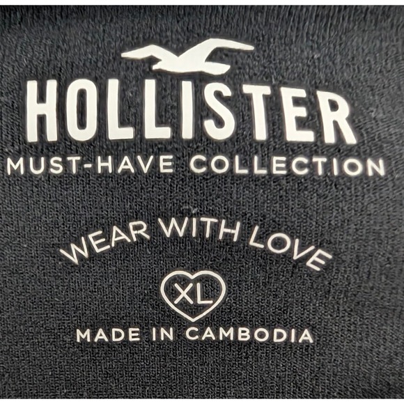 Hollister Cropped Square Neck Top Women XL Black Knit Stretch Minimalist Layer - Picture 3 of 6